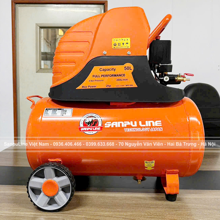 Máy nén khí mini 50 lít SPY-50L đầu liền có dầu Sanpuline