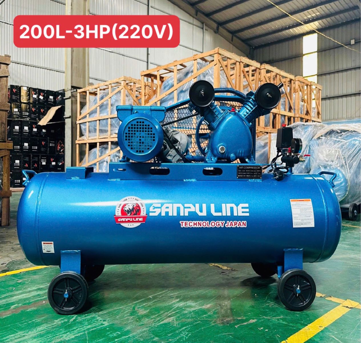 Máy nén khí Piston 200 lít 3HP, 220V